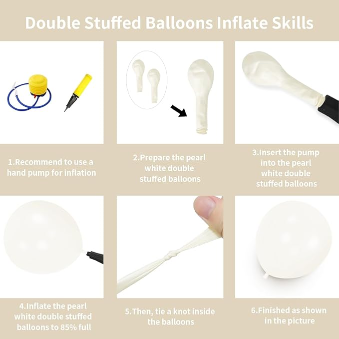 Double Stuffed White Balloons Different Size 115Pcs 5/10/12/18 Inch White Pearl Balloons Arch Garland Kit for Wedding Bridal Shower Birde to be Engagement Baby Shower Birthday Party