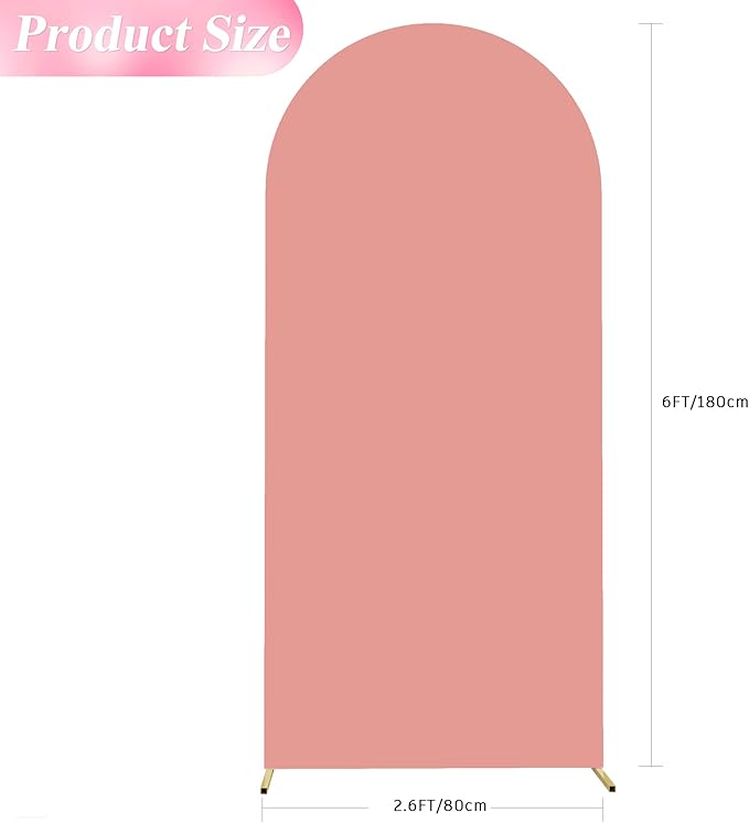 Wokceer Spandex Dusty Rose Arch Cover, 6FT x 2.6FT, Double Sided, for Wedding Ceremony, Birthday Party Decoration and More