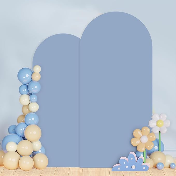 Dusty Blue Arch Cover Set of 2 Spandex Fitted Arch Stand Cover 7.2FT 6FT Wedding Arch Backdrop Stands Cover Round Top Chiara Arch Frame Cover Backdrop Fabric for Baby Shower Arch Decor