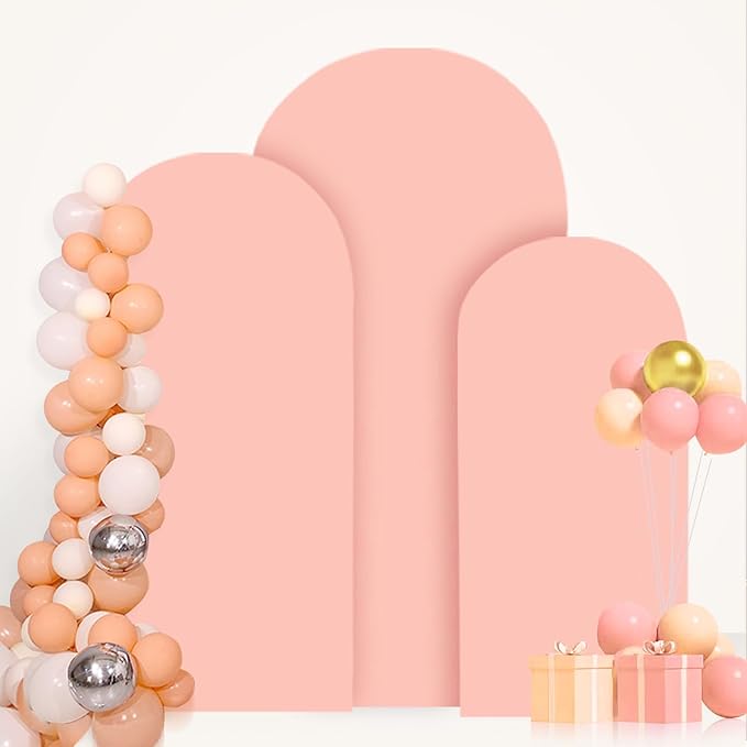 FANPROMS Wedding Arch Cover Dusty Rose 5FT 6FT 7FT Arch Backdrop Cover Set of 3 Spandex Arch Stand Cover Round Top Arch Backdrop Covers Chiara Arched Cover for Bridal Shower Banquet Party Decorations