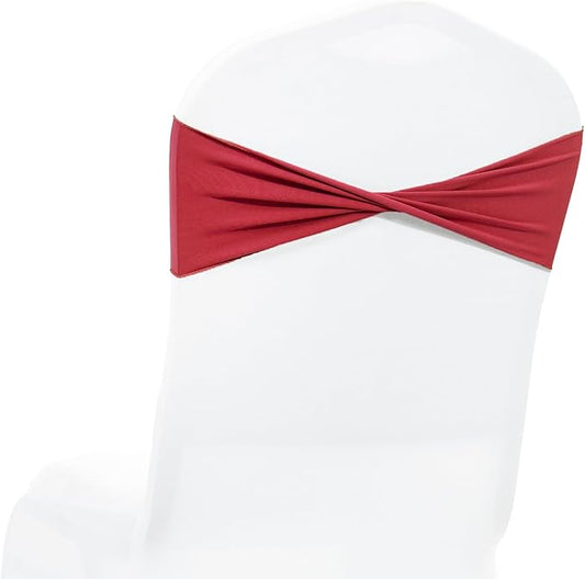 MDS Pack of 250 Spandex Chair Sashes Bows Elastic Stretch Dining Chair Bands Ties Without Slider Buckle Universal fits for Wedding Baby Shower Birthday Party Banquet Event Decoration - Apple Red
