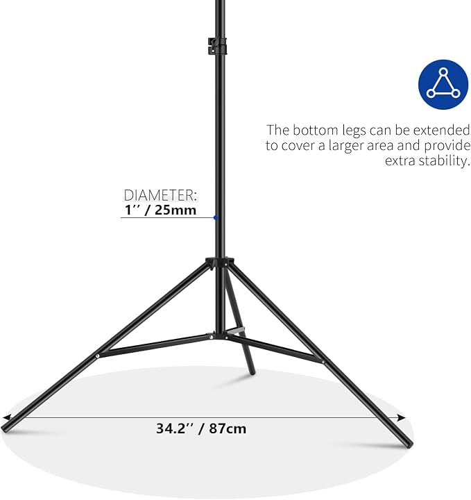 Neewer T-Shaped Background Backdrop Support Stand Kit, 8.5ft/2.6m Tall Adjustable Tripod Stand and 5ft/1.5m Wide Crossbars with 6 Spring Clamps and 1 Carrying Bag for Studio Photo Video Photography