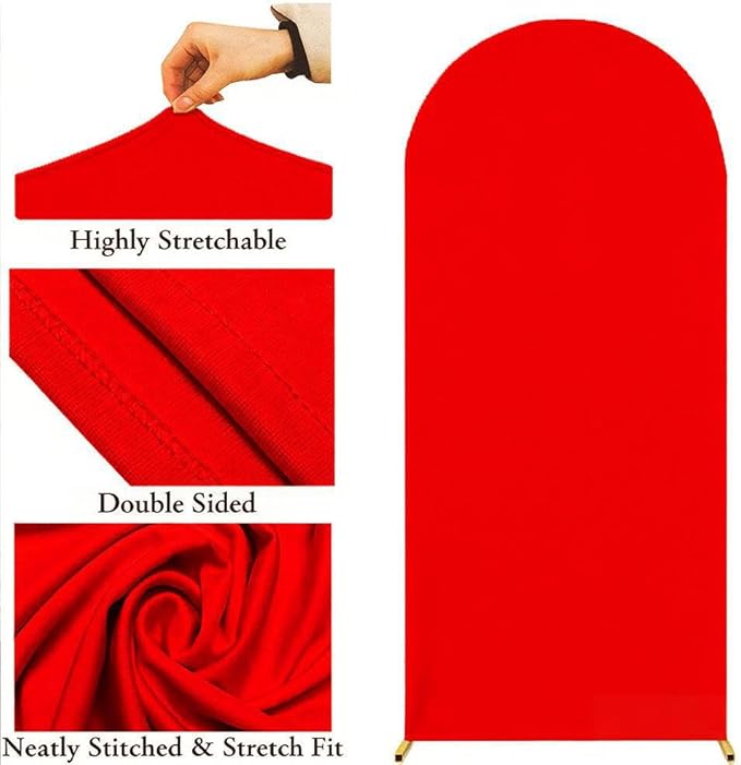 Red 7.2 FT Spandex Arch Backdrop Cover for Christmas Birthday Wedding Party Decoration