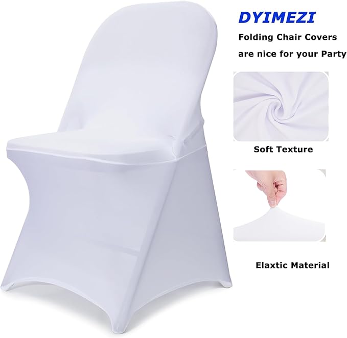 30Pcs Spandex White Chair Covers for Party, Stretch Folding Dinner Chair Cover for Wedding Party Banquet