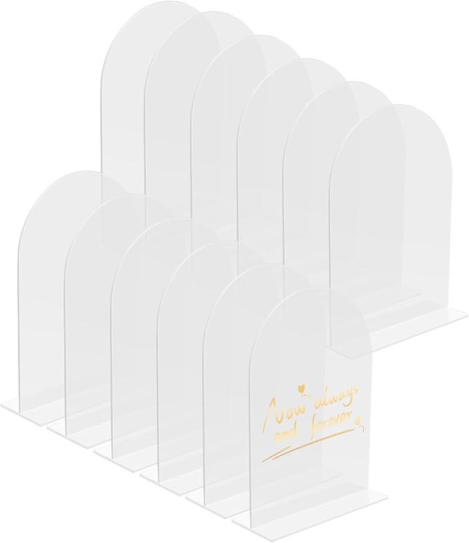 9 Pack Acrylic Wedding Signs 5 x 7 Inch DIY Blank Table Number with Base Frosted Arch Shape Menu Board for Party Anniversary Event Restaurant Cafe Decoration（Frosted）