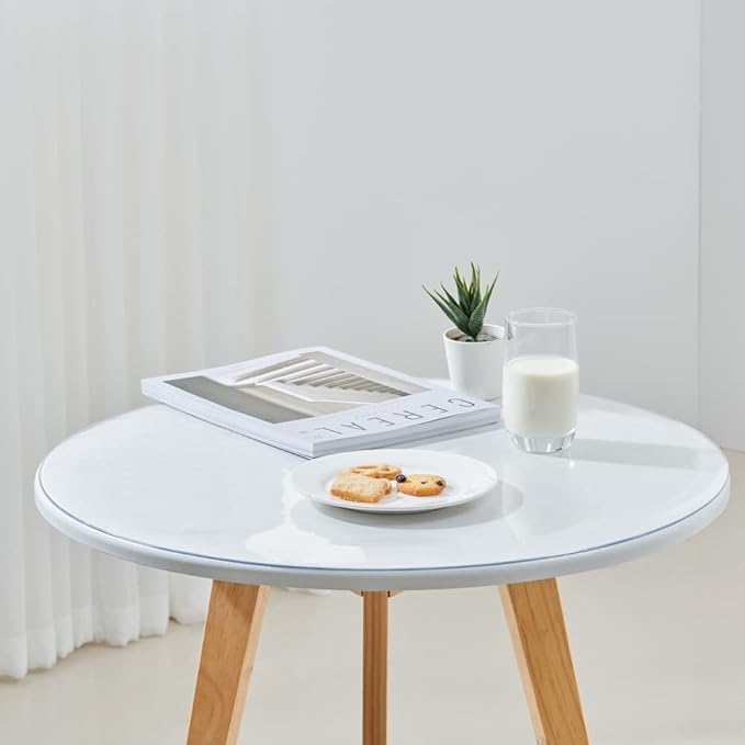 48 Inch Clear Round Table Cover Protector, 2.0mm Thick Plastic Desk Protector Mat, Round Waterproof PVC Desk Cover, Vinyl Placemats for Circle Desktop, Coffee Table, Dining Room Table