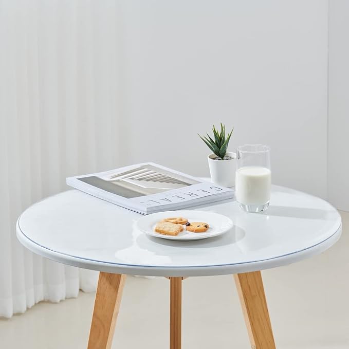 42 Inch Clear Round Table Cover Protector, 1.5mm Thick Plastic Desk Protector Mat, Round Waterproof PVC Desk Cover, Vinyl Placemats for Circle Desktop, Coffee Table, Dining Room Table