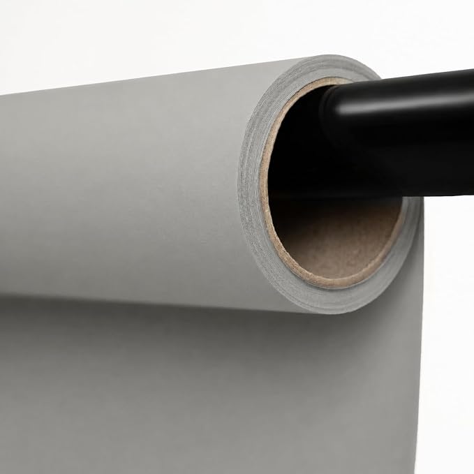 Kate Seamless Paper Backdrop for Photography Light Gray Photo Backdrop Paper (106.8''x32.8' Pursuit Grey)