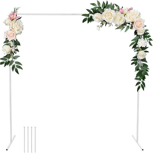 GARFANS Wedding Arch Square 6.56FT x 6.56FT Metal Backdrop Stand with Support Feet Nails Balloon Arch Stand Garden Arbor Frame for Wedding Birthday Party Baby Shower Photo Background Ceremony Decor