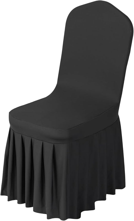 VEVOR Chair Covers, Polyester Spandex Chair Cover, Stretch Slipcovers for Wedding Party Dining Banquet Flat-Front Chair Covers (Black-d, 30PCS)