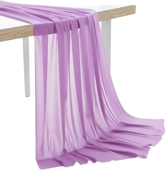 MDS Pack of 15 Yard Chiffon Fabric, Sheer Soft Draping Fabric Bolt for Wedding Party Backdrop Arch Decoration, Apparel Bridal Dress Sewing DIY Crafts Solid Gauze Fabrics 44” Wide - Lavender