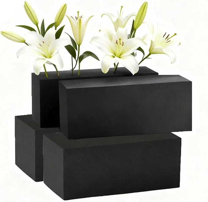Reusable Floral Foam Blocks for Artificial Flower Arrangements, Weather Resistant, 4 Pieces, 6x3x2.5 Inch, for Outdoor Wedding Home Decor (4, 6 x 3 x 2.5'')