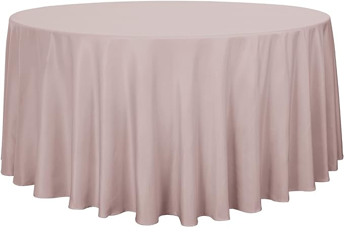 sancua Round Tablecloth - 120 Inch - Water Resistant Spill Proof Washable Polyester Table Cloth Decorative Fabric Table Cover for Dining Tables, Buffet Parties and Camping, Blush