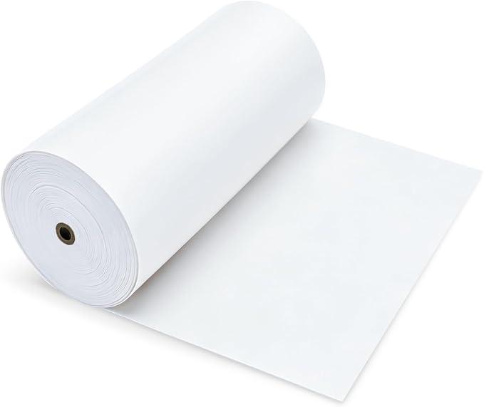 54IN X 600FT Plastic Table Cover Roll, Plastic Table Cloths for Parties, Birthday, Weddings, Banquet,Disposable Tablecloth Roll for All Shape Tables,Party Supplies(White, 54 Inch X 600 Feet)