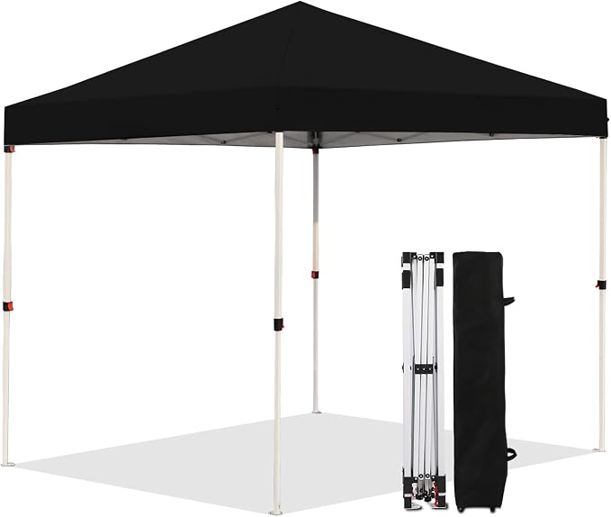 Northroad 10x10ft Pop Up Canopy, Popup Outdoor Canopy Tent with Wheeled Carrying Bag,Portable Gazebo Shelter for Patio,Deck,Garden,Beach（Black）