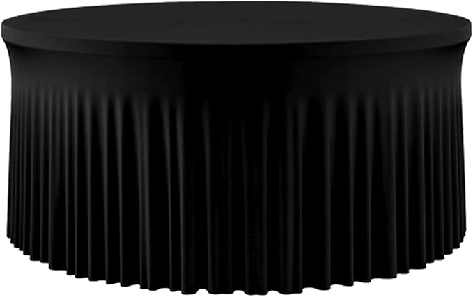 Black Round Tablecloth 6FT – Wrinkle-Free Fitted Spandex Table Cover for 72 Inch Circular Table, Stretch Dining Tablecloth for Wedding, Banquet, Party, Birthday, Buffet and Home Decor