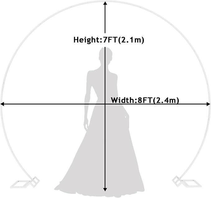 Fomcet 8FT White Round Backdrop Stand Circle Balloon Arch Frame Large Metal Wedding Arch for Anniversary Birthday Party Valentine Ceremony Wedding Decorations Thickened Square Tubes