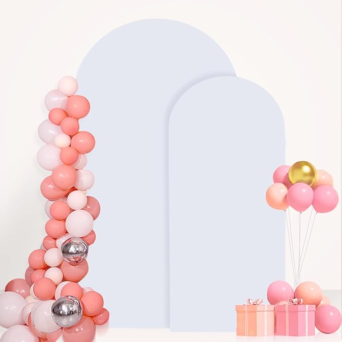 FANPROMS Arch White Cover Spandex Arch Cover Set of 2 Arches Covers Stretchy Backdrop Wedding Arched Covers Fabric Chiara Backdrop Covering 7.2FT 6FT for Baby Shower Birthday Banquet Decorations