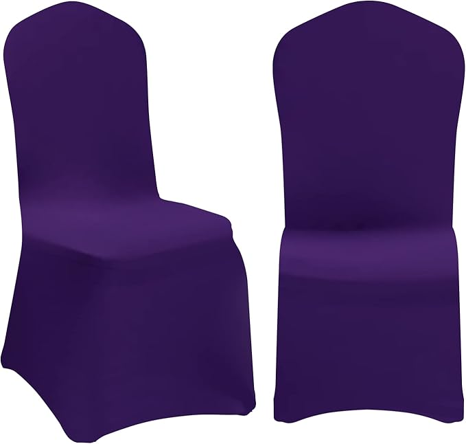 EMART Purple Chair Covers 20 Pcs Spandex Stretch Universal Standard Seat Slipcovers Fitted for Wedding Bulk, Party, Banquet and Holidays Celebration