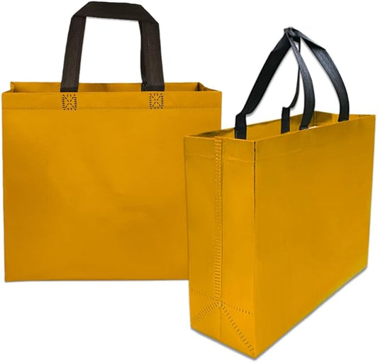 huichuan 12 Pack Yellow Gift Bags with Handles, Reusable Tote Bag for Women Kids, Eco-Friendly Non-Woven Party Favor Goodie Bags Bulk for Valentine's Day, Birthday, Wedding, Baby Shower Treats