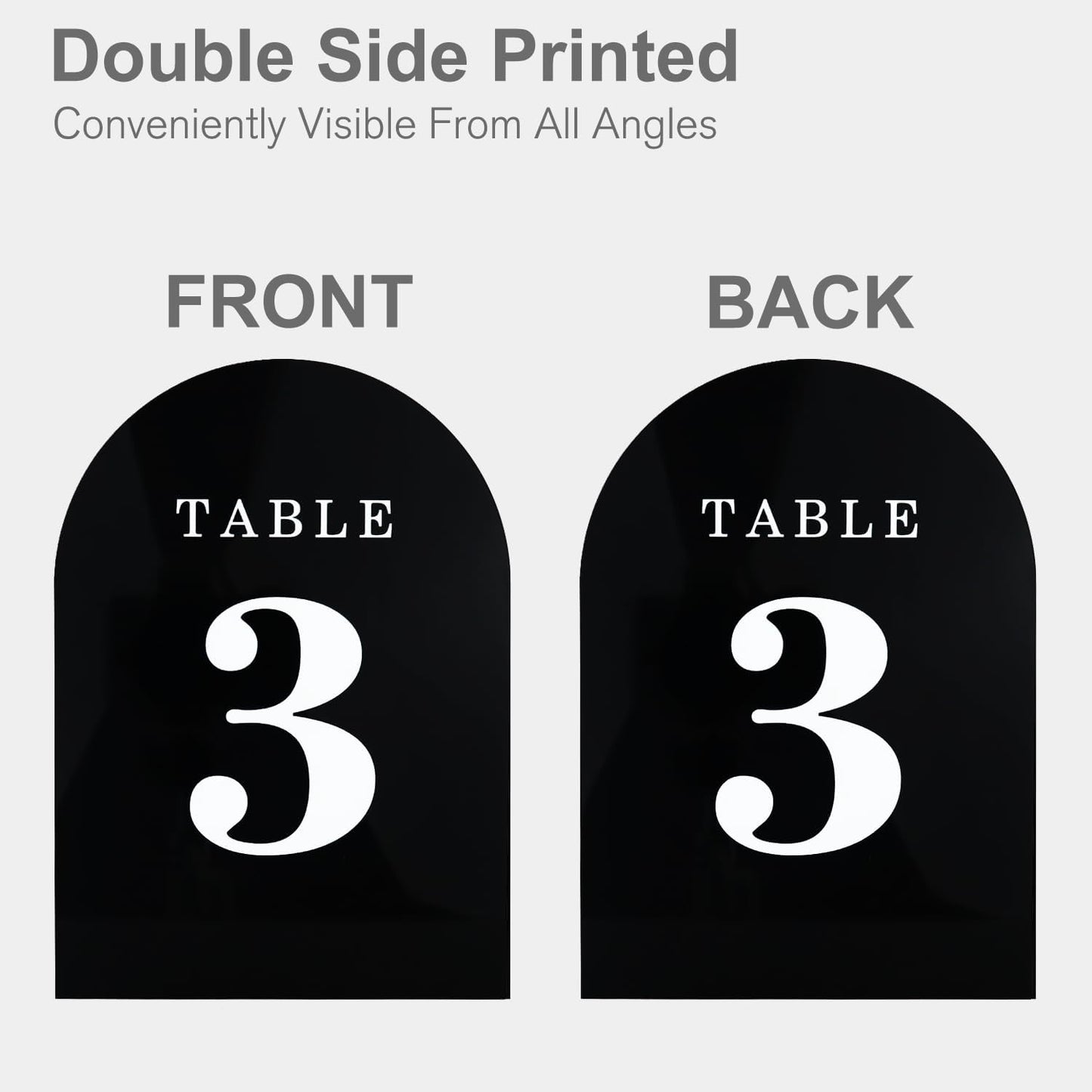 Wedding Table Numbers 1-25, Acrylic Arch Signs with Natural Wood Stands Holders, Rustic Table Decor for Reception & Parties (Black White)