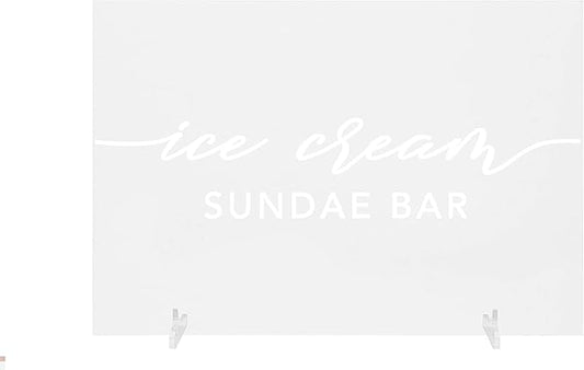 Andaz Press Ice Cream Sundae Bar Acrylic Sign, 7.5 x 11 Inch, Stand Included, Signage, Wedding, Bridal Shower, Bachelorette, Engagement, Birthday, Baby Shower, Graduation, Events, Backdrop