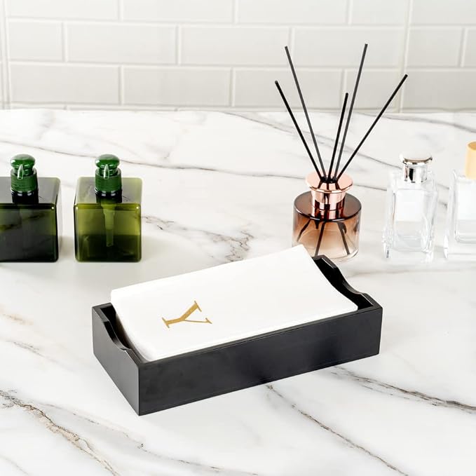 Luxenap 15.8 X 7.9 Inch Linen-Feel Guest Towels, 50 Lettered Hand Towels - Gold Letter 'Y', Sans Serif Font, White Paper Dinner Napkins, airlaid, For Restrooms And Tables - Restaurantware