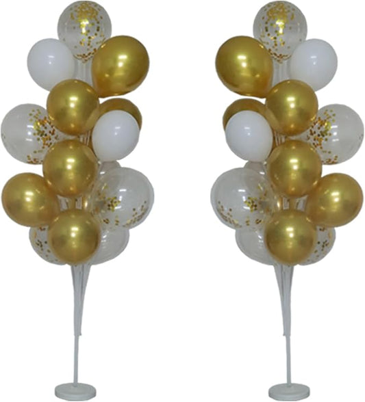 Leesoot 2 Sets 74inch Gold Floor Balloon Column Kit Stand with Balloon Backdrop Decoration for Graduation, Wedding, Birthday, Baby Shower, Gender Reveal Party