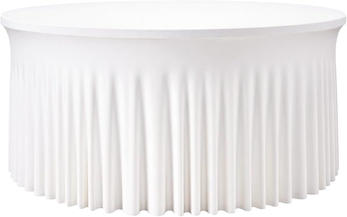 White Round Tablecloth - 6FT Wrinkle-Free Fitted Spandex Circular Table Cloth,Dining Table Cover for 72 Inch Tables,Perfect for Wedding Banquet Party Birthday Buffet and Home Decoration
