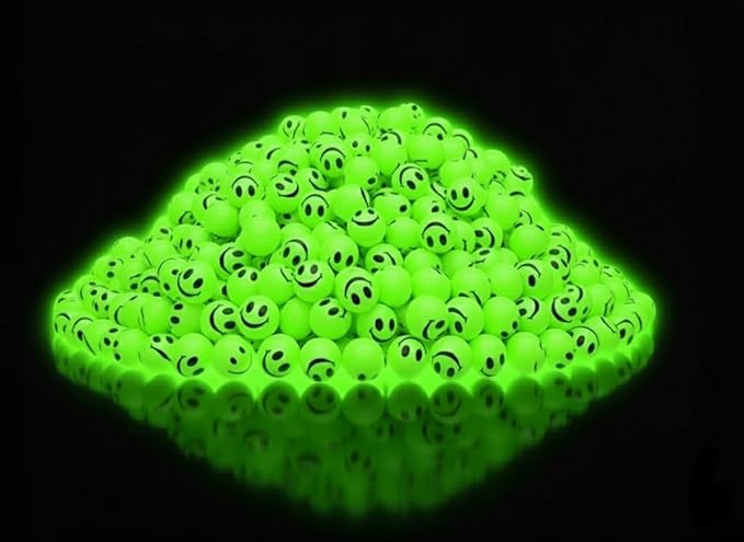 ArtCreativity 160 PCS Glow in The Dark Smiley Face Bouncing Balls - Bulk Pack of 160-1 Inch High Bounce Bouncy Balls for Kids, Glowing Party Favors and Goodie Bag Fillers for Boys and Girls