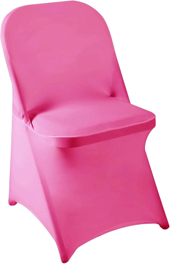 Howhic Folding Chair Covers 12pcs, Fuchsia Universal Spandex Covers for Wedding, Party, Banquet, Conference (Stretchy Fitted)