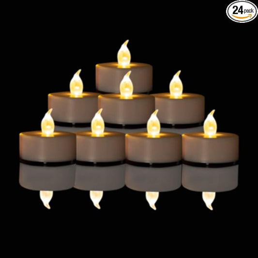 Nancia LED Tea Lights Candles- 24PACK Flameless Candles Realistic and Bright Flickering Long Lasting 200Hours for Holiday Celebration,Home Decoration Warm White