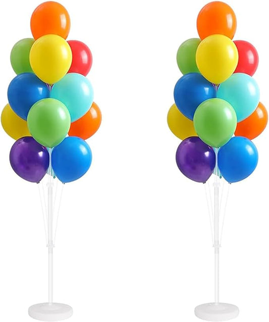 Leesoot 2 Set 74in Black & Gold Floor Balloon Column Kit with Balloon Backdrop for Graduation, Wedding, Birthday, Baby Shower & Gender Reveal Party