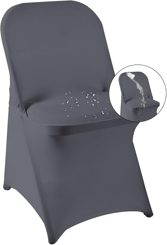 magalo 12 Pack Gray Spandex Folding Waterproof Chair Cover, Stretch Chair Cover Protector for Wedding, Party, Dining Banquet and Other Special Events
