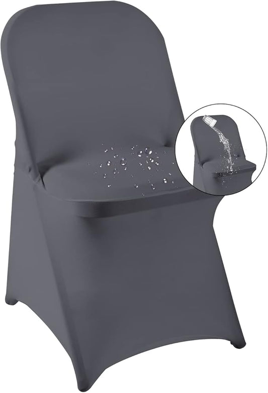 magalo 12 Pack Gray Spandex Folding Waterproof Chair Cover, Stretch Chair Cover Protector for Wedding, Party, Dining Banquet and Other Special Events