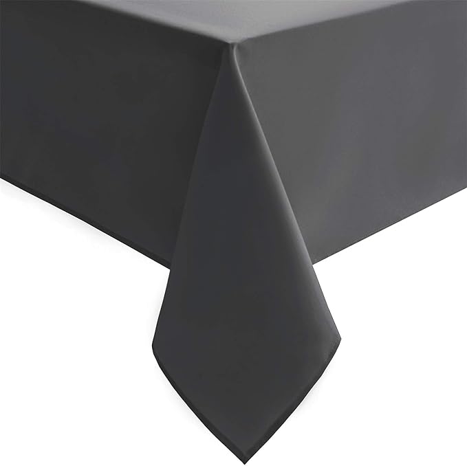 Hiasan Grey Rectangle Tablecloth - Waterproof Washable Polyester Fabric Table Cloth for Party, Wedding, Banquet and Restaurant, 90 x 132 Inch
