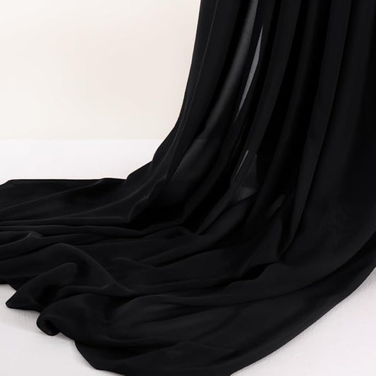 MLMC Black Chiffon Fabric by The Yard Pre-Cut Sheer Chiffon Arch Fabric 3 Yards Airy Continuous Draping Panels 60 inch Wide for Wedding Backdrop Craft Ceiling Decor