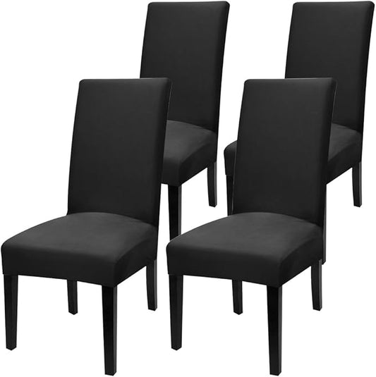 Fuloon 4 Pack Super Fit Stretch Removable Washable Short Dining Chair Protector Cover Seat Slipcover for Hotel, Dining Room, Ceremony, Banquet Wedding Party