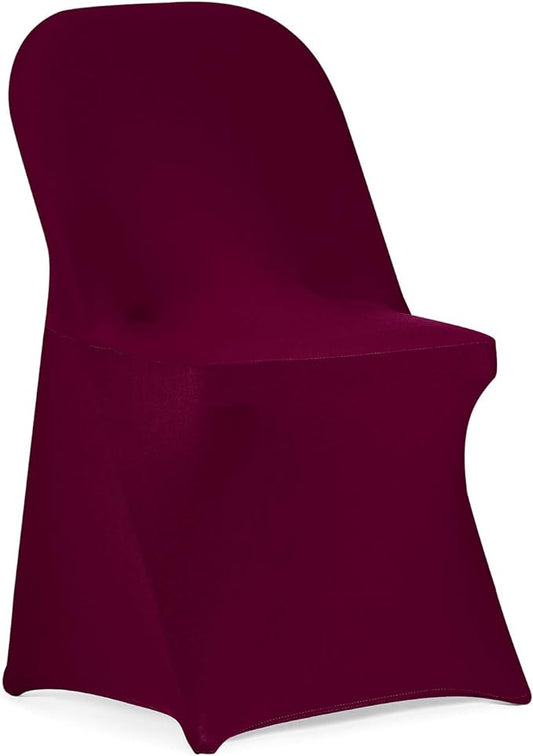 Peomeise Stretch Spandex Folding Chair Cover for Wedding Party Dining Banquet Event (Burgundy,25pcs)