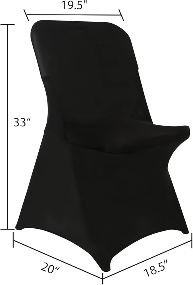 Howhic Folding Chair Covers for Party - 12pcs, Black Universal Spandex Fitted Chair Covers for Wedding, Banquet, Conference