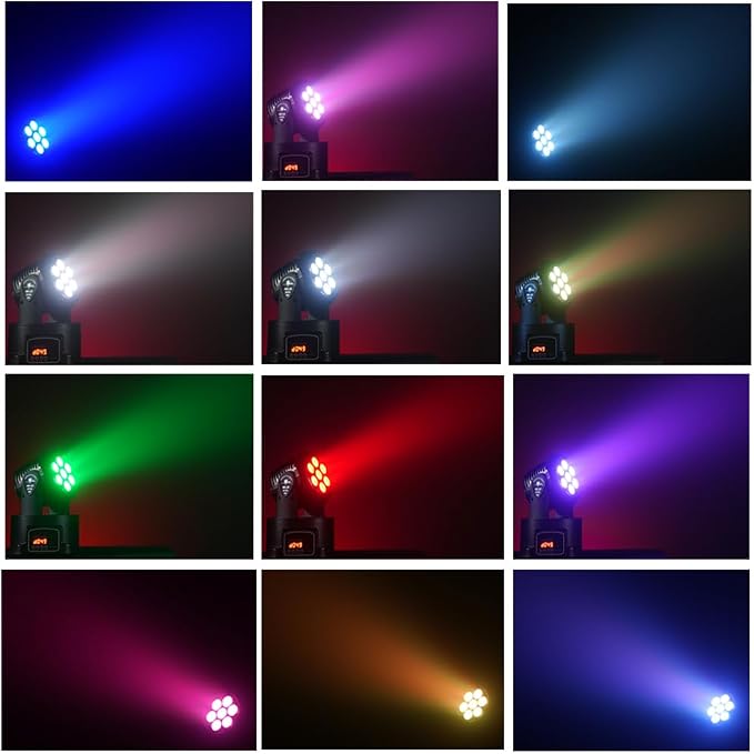 MINGJIE Moving Head DJ Lights, 12 Colors 7x10W LED Wash Stage Spotlight with DMX & Sound Active, 540° Pan 180° Tilt, Disco Party Lights for Weddings Clubs Concerts Events Bars (4 Pack)