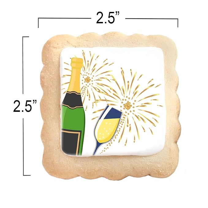 Happy New Years Cookies Individually Wrapped Treats 2026 Gift Theme Party Favors 24 Pack Bulk for Party Sugar Cookie Snacks
