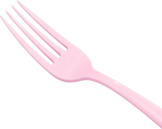 WDF 160 Piece Pink Plastic Silverware - Heavy Duty Pink Silverware Includes 80 Forks, 40 Spoons, 40 Knives, Plastic Utensils Perfect for Wedding/Party/Mother's Day