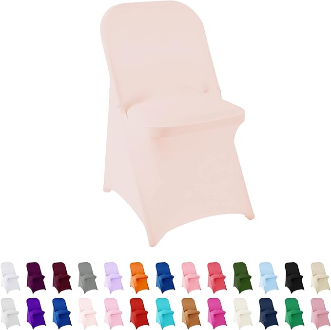 Chair Cover, 25PCS, Durable, Removable, Polyester & Spandex, Solid, Folding, Blush Pink, Chair, Living Room, Party, Banquet, Wedding Event, Hotel