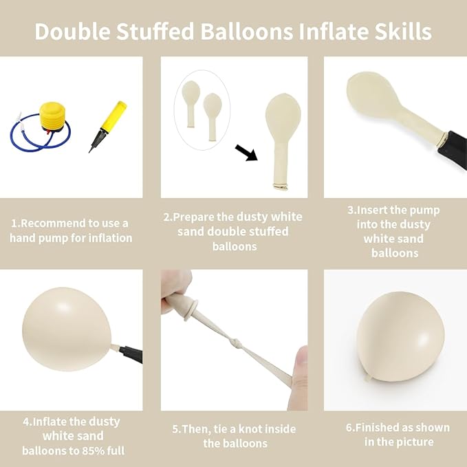 Double Stuffed White Sand balloons Different Size 115Pcs 5/10/12/18 Inch Sand White Balloon Garland Arch kit for Birthday Wedding Baby Shower Bridal Shower Neutral Party Decorations