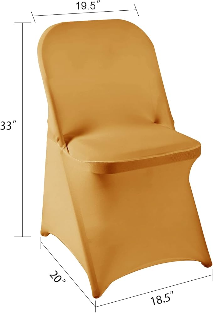 Howhic Folding Chair Covers - 36pcs, Gold Universal Spandex Fitted Covers for Wedding, Party, Banquet, Conference