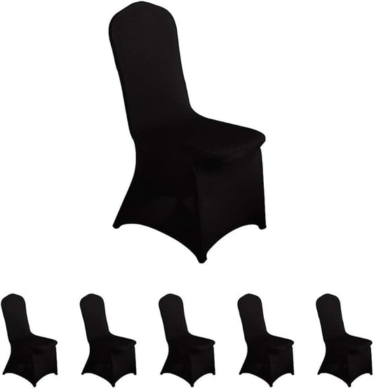 LZY 6pcs Spandex Chair Cover Stretch Slipcovers for Wedding Party, Dining Banquet Chair Decoration Covers (Black, 6)