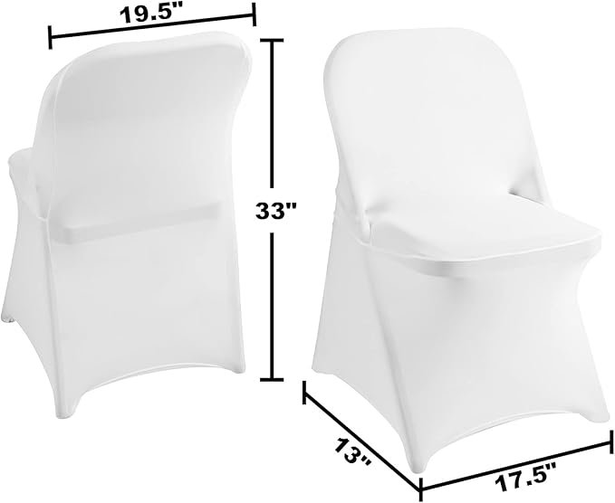 magalo 12 Pack White Spandex Folding Waterproof Chair Cover, Stretch Chair Cover Protector for Wedding, Party, Dining Banquet and Other Special Events