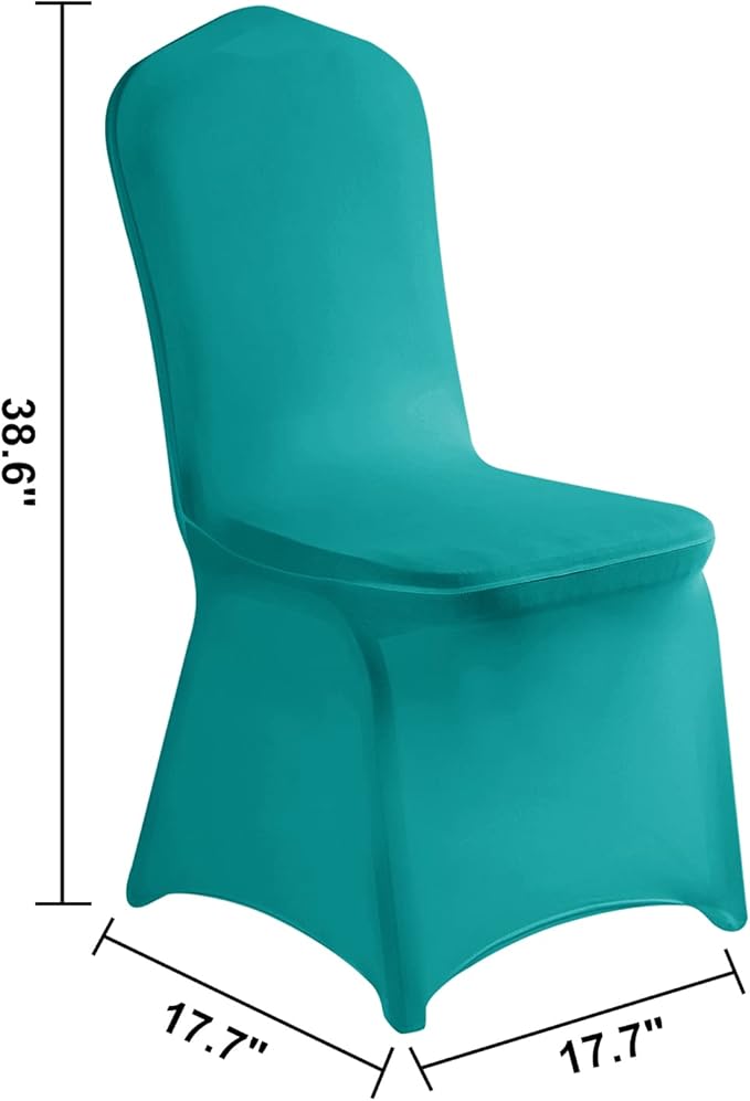 LZY 20pcs Spandex Chair Cover Stretch Slipcovers for Wedding Party, Dining Banquet Chair Decoration Covers (Turquoise, 20)