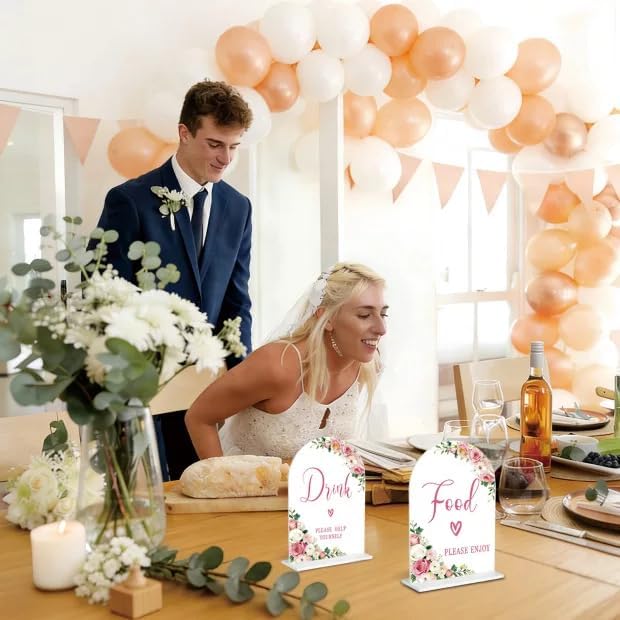 6 Pcs Acrylic Wedding Signs Decor - Arch Wedding Sign with Base, Wedding Decorations for Reception Romantic Wedding Anniversary and Event Decoration Scenarios(4.7 * 6.8 Inch)